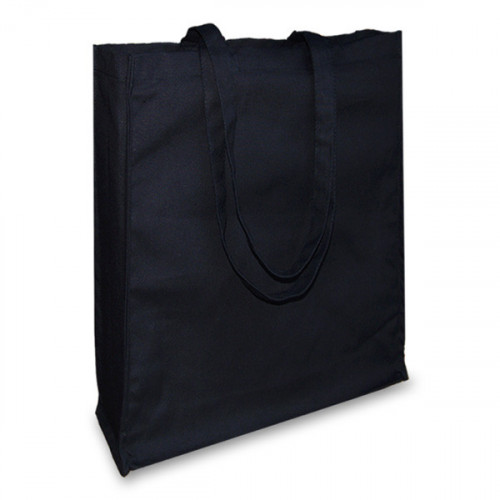 38x43x10cm black canvas Tote Shopper Bag with long handles