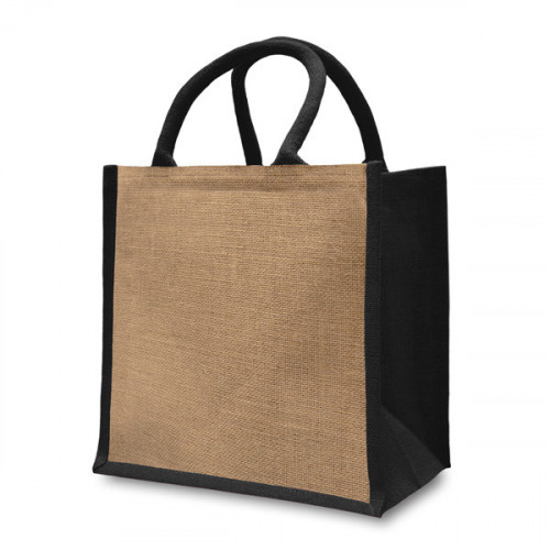 Natural/Black Jute Box Bag 32x32x20cm