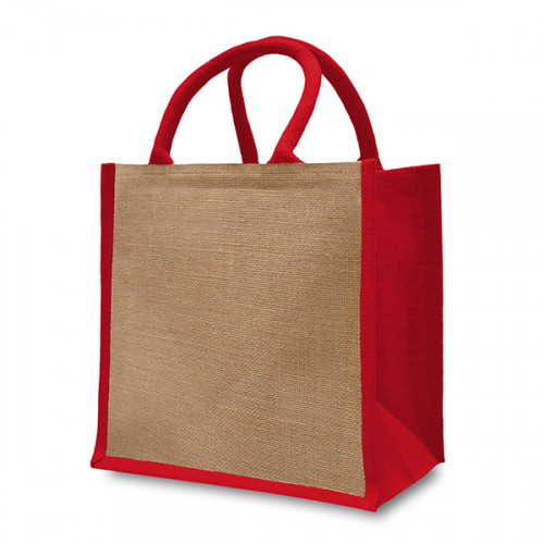 Natural Red Jute Box Bag 32x32x20cm Shopper Tote Bags The