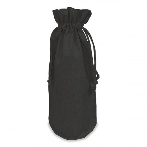 Charcoal Cotton Drawstring Bottle Bag 17x37cm