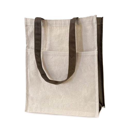 Canvas 10oz small Shopper 32x36x10cm. Long handles gusset. Front Pocket