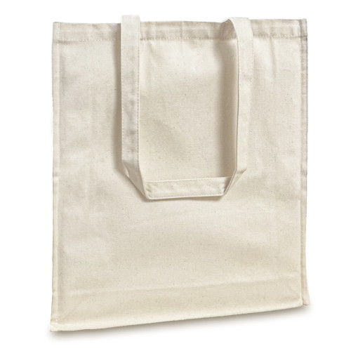 Front view of Natural Canvas Tote Bag Shopper with Long Handles