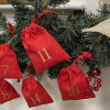 DIY Advent Calendar Kit with Gold numbers & 25 Red Drawstring Bags 10x13cm