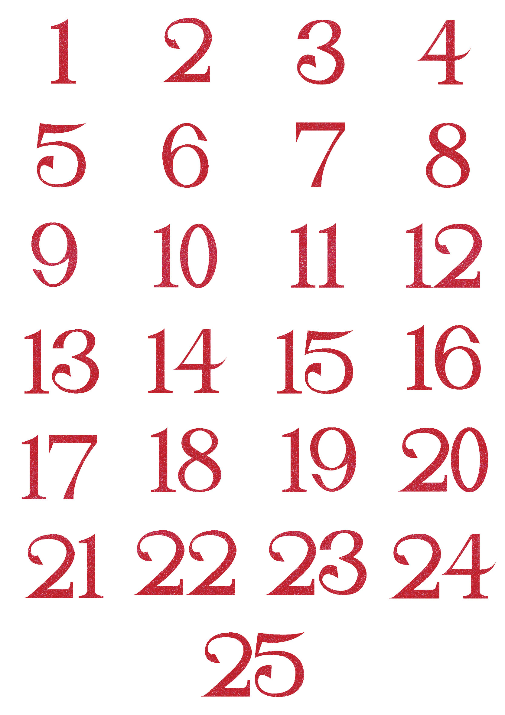 Glitter Red Sheet of Numbers 125 Textile Decoration Iron On