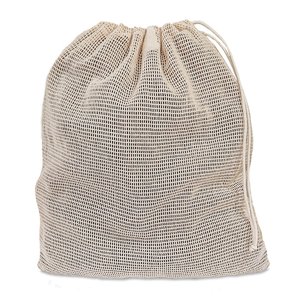 Natural Cotton Mesh Drawstring Bag 38x43cm | Mesh Cotton Bags | The ...