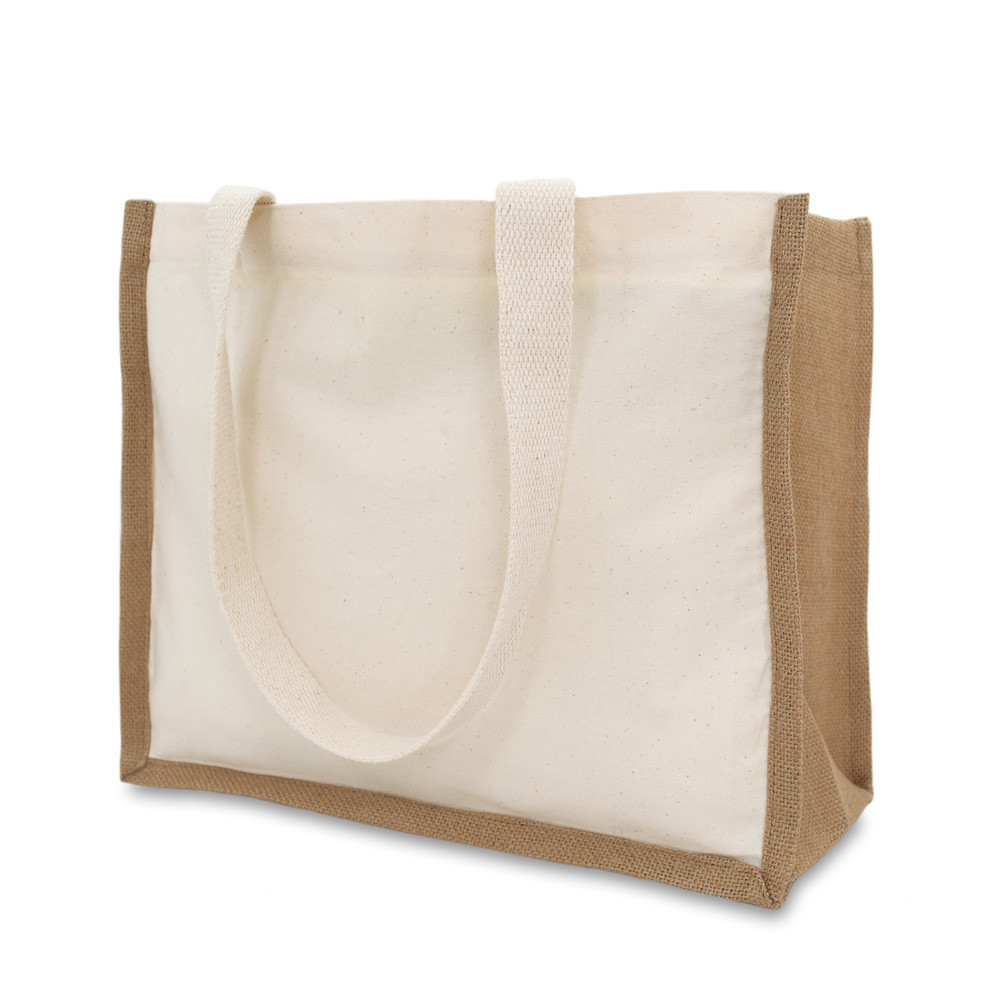 Natural Jute + Canvas Shopper 37x30x15cm | Shopper Tote Bags | The ...